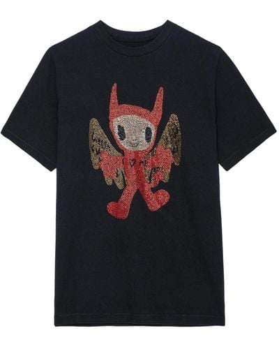 Zadig & Voltaire Camiseta Edwin Devil Strass - Azul