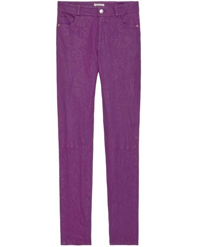 Zadig & Voltaire Phlame Crinkled Leather Trousers - Purple