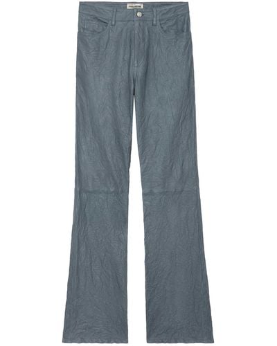 Zadig & Voltaire Pistol Crinkled Leather Trousers - Blue