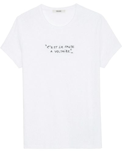 Zadig & Voltaire Toby Slogan-embroidered T-shirt - White