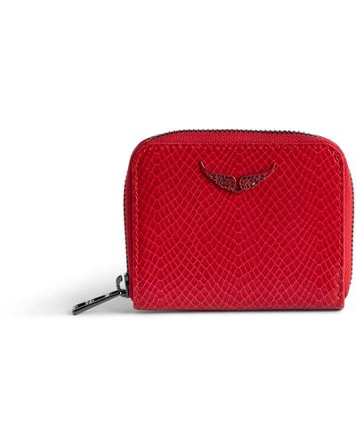 Zadig & Voltaire Mini Zv Glossy Wild Embossed Coin Purse - Red