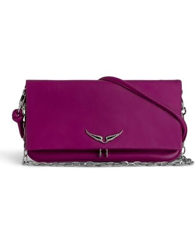 Zadig & Voltaire Rock Eternal Leather Clutch Bag - Purple