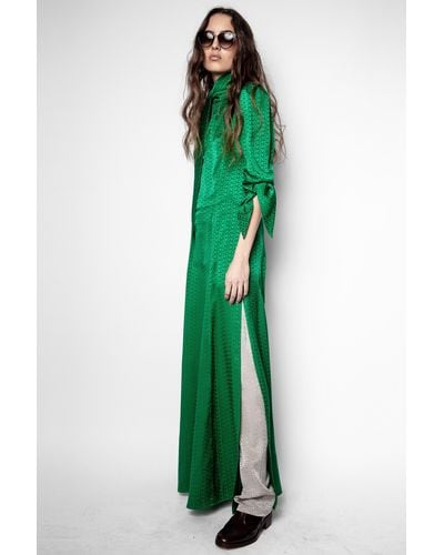 Zadig & Voltaire Bow Jac Zv Silk Dress - Green