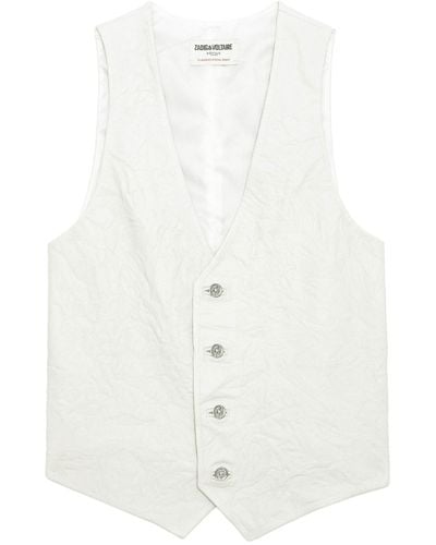 Zadig & Voltaire Emilie Crinkled Leather Waistcoat - White