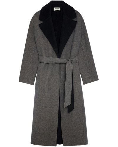 Zadig & Voltaire Meli Contrast-collar Wool-blend Coat - Black