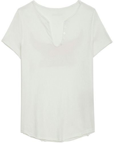 Zadig & Voltaire T-shirt Mit Henley-ausschnitt Wings - Weiß