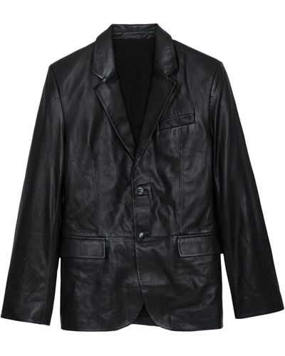 Zadig & Voltaire Valfried Leather Blazer - Black