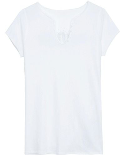 Zadig & Voltaire Henley-t-shirt Amour Strass - Weiß