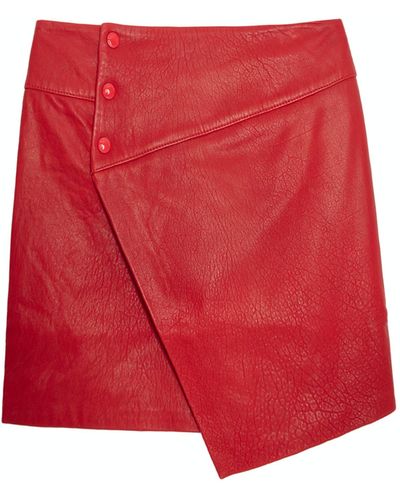 Zadig & Voltaire Junko Biker Leather Skirt - Red