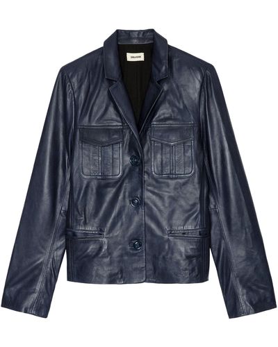 Zadig & Voltaire Liams Leather Jacket - Blue