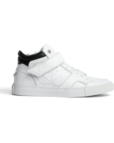 Zadig & Voltaire Zv1747 Leather Mid Top Trainers - White