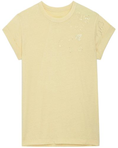 Zadig & Voltaire Camiseta Con Strass Anya - Amarillo
