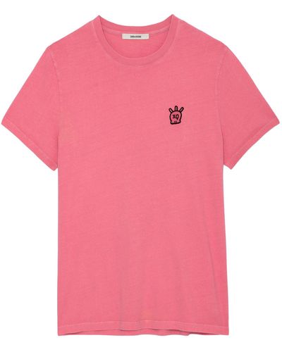 Zadig & Voltaire T-shirt Tommy Skull Xo à effet délavé - Rose