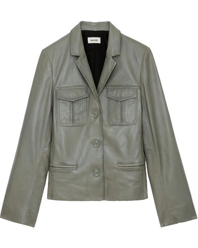 Zadig & Voltaire Blouson liams cuir - Vert