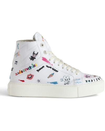 Zadig & Voltaire High Flash Graphic-print Canvas High-top Trainers - White