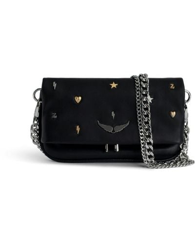 Zadig & Voltaire Rock Lucky Charm-embellished Nano Leather Clutch - Black