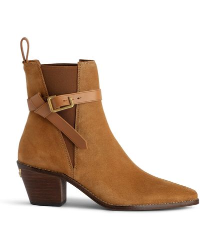 Zadig & Voltaire Tyler Cecilia C-buckle Suede Heeled Ankle Boots - Brown