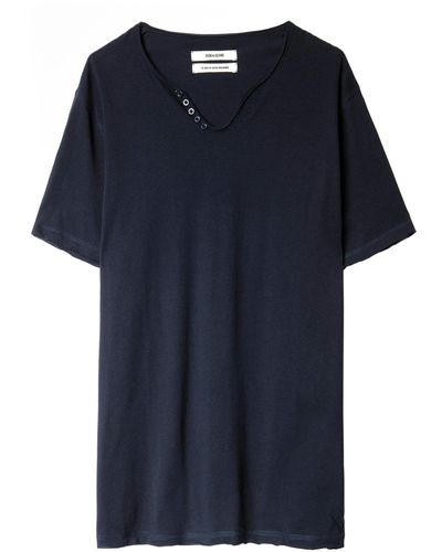 Zadig & Voltaire Camiseta Monastir con cuello henley - Azul