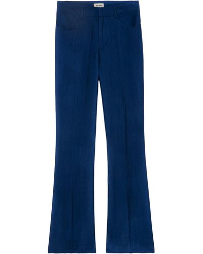 Zadig & Voltaire Pistol High-rise Flared-leg Woven Trousers - Blue