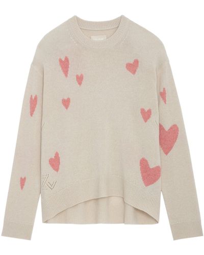 Zadig & Voltaire Pull markus heart 100% cachemire - Blanc