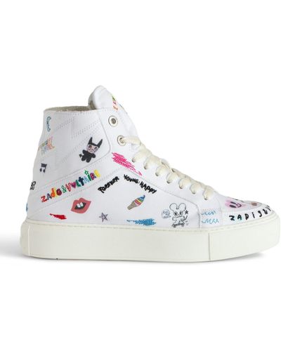 Zadig & Voltaire High Flash Graphic-print Canvas High-top Trainers - White