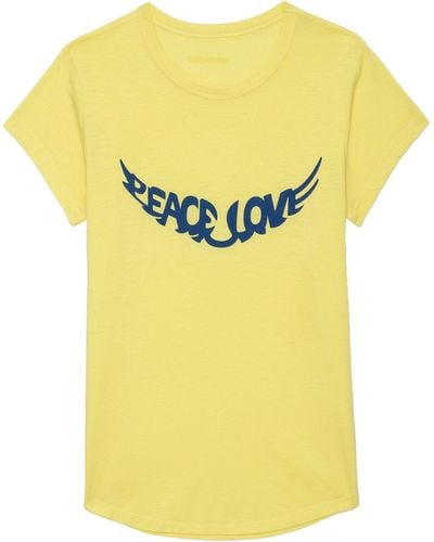 Zadig & Voltaire T-shirt woop peace & love wings - Jaune