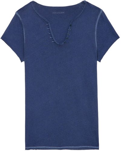 Zadig & Voltaire Peace & Love Wings Henley T-shirt - Blue