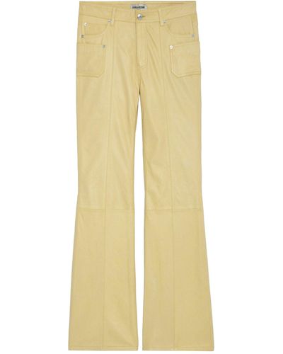 Zadig & Voltaire Elvir High-rise Flared-leg Leather Trousers - Yellow