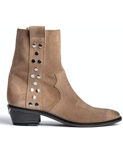 Zadig & Voltaire Pilar High Suede Ankle Boots Leather - Brown