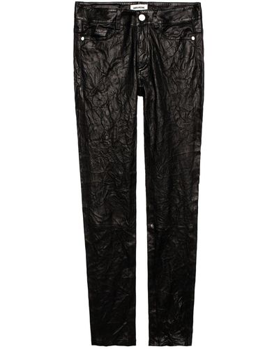 Zadig & Voltaire Phlame Crinkled Leather Trousers - Black
