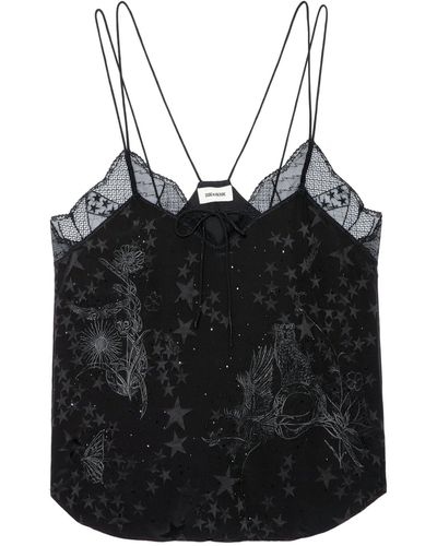 Zadig & Voltaire Caraco capela soie strass - Noir