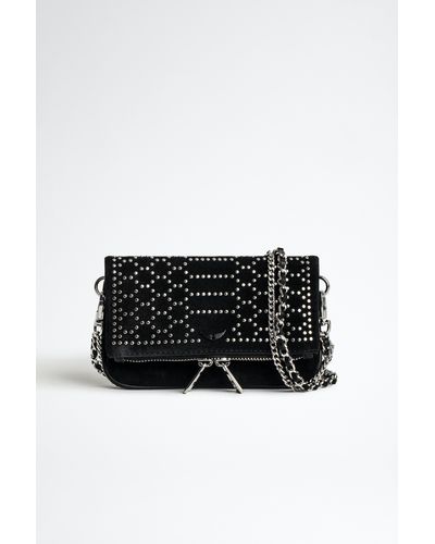 Zadig & Voltaire Pochette rock nano suede scale studs - Noir