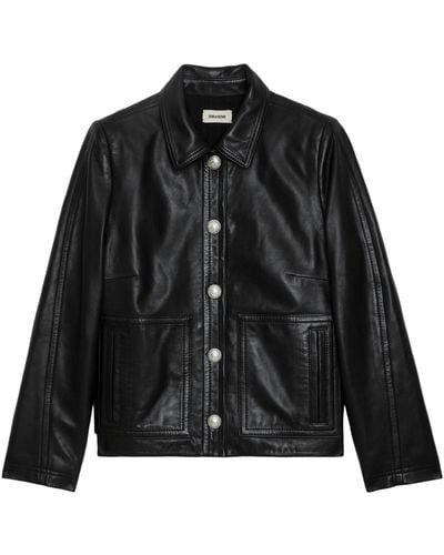 Zadig & Voltaire Litchi Leather Jacket - Black