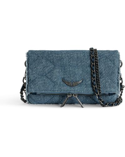 Zadig & Voltaire Bolso De Mano De Dénim Acolchado Rock Nano Brillante - Azul