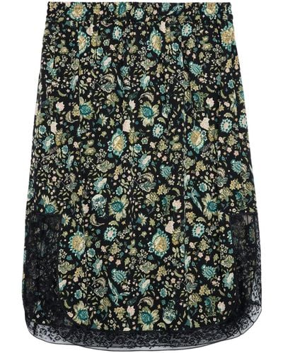 Zadig & Voltaire Jozy Floral-print Silk Midi Skirt - Green