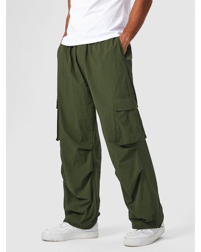 Zaful Solid Colour Stopper Drawstring Design Multi-pocket Parachute Trousers - Green