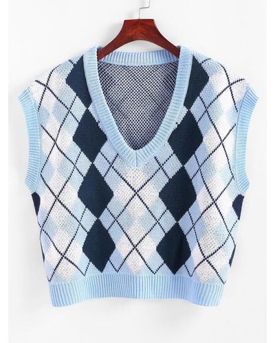 Blue Sleeveless sweaters for Women | Lyst