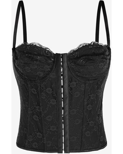 Zaful Tank Tops Underwire Lace Boning Corset-style Lingerie-style Cami Top Xs Black