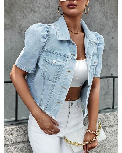 Puff Sleeve Denim Jackets for Women - Up to 78% off | Lyst