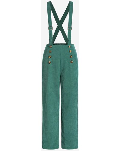 Zaful Pantalones de pana abotonado fashion clothing - Verde