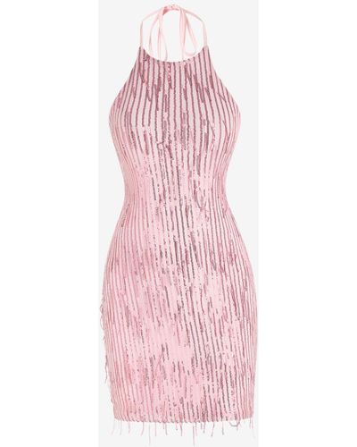 Halter Fringe Backless Mini Party Dress main image 1