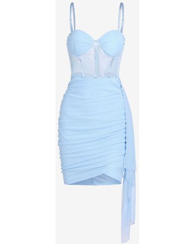 Zaful Mini Dress Corset-style Tulip Ruched Wedding Guest Dress - Blue