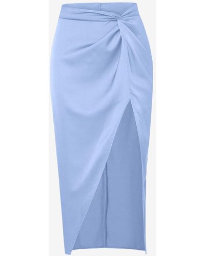 Zaful Cheap falda midi corte alto y giro shop online xl azul claro