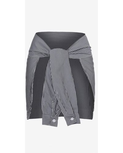 Zaful Stripes Tie Front Skirt Belt - Gray