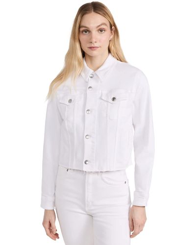 7 For All Mankind Classic Trucker With Cut Hem In Soleil - White