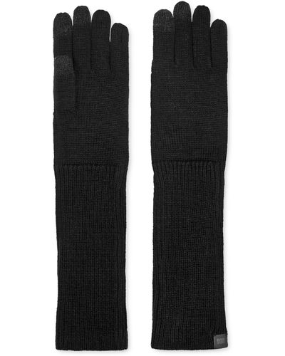 UGG Long Knit Gloves With Smart Conductive Palm And Fingers - Black
