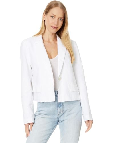 Madewell Cropped Blazer In 100% Linen - White