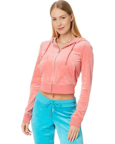Juicy Couture Solid Classic Juicy Hoodie With Crown Hotfix - Red