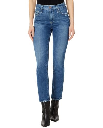 AG Jeans Mari High Rise Slim Straight Crop Jean In Alibi Destructed - Blue