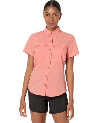 L.L. Bean Petite Tropicwear Shirt Short Sleeve - Orange